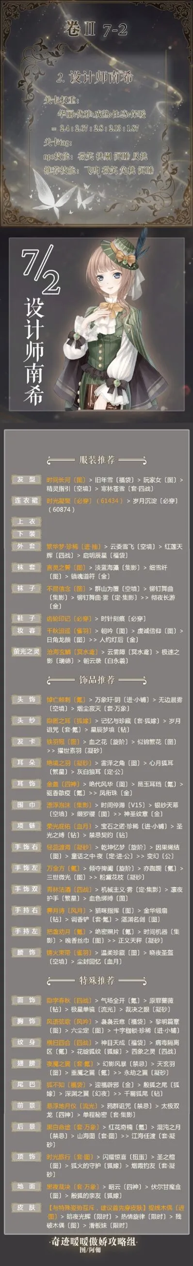 奇迹暖暖第二卷7-2设计师南希攻略技巧