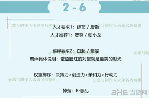 《恋与制作人》白起拍摄副本第二章详细攻略