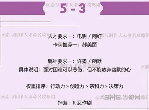 恋与制作人许墨拍摄副本5-3通关玩法指南