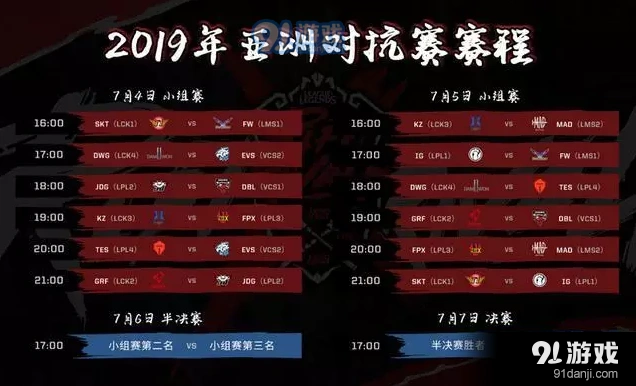 lol亚洲对抗赛赛程时间安排介绍