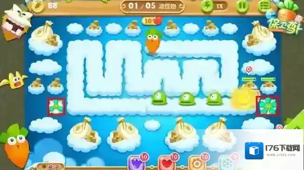 保卫萝卜2极地冒险61关图文攻略 金萝卜不能错过