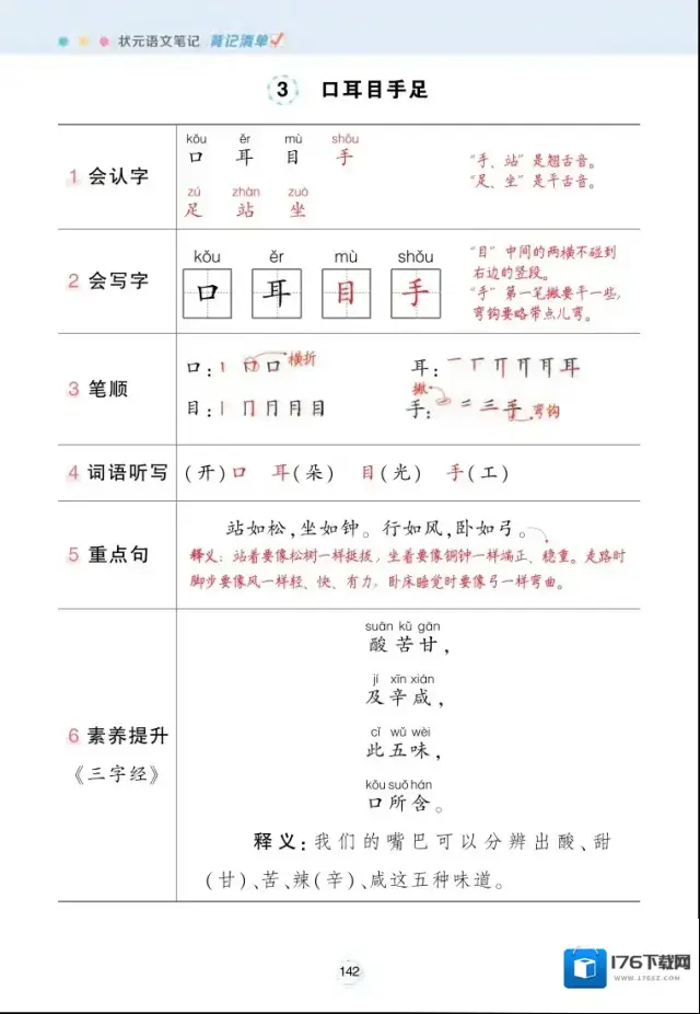 《每课背记清单》小学1-6年级上下册PDF格式