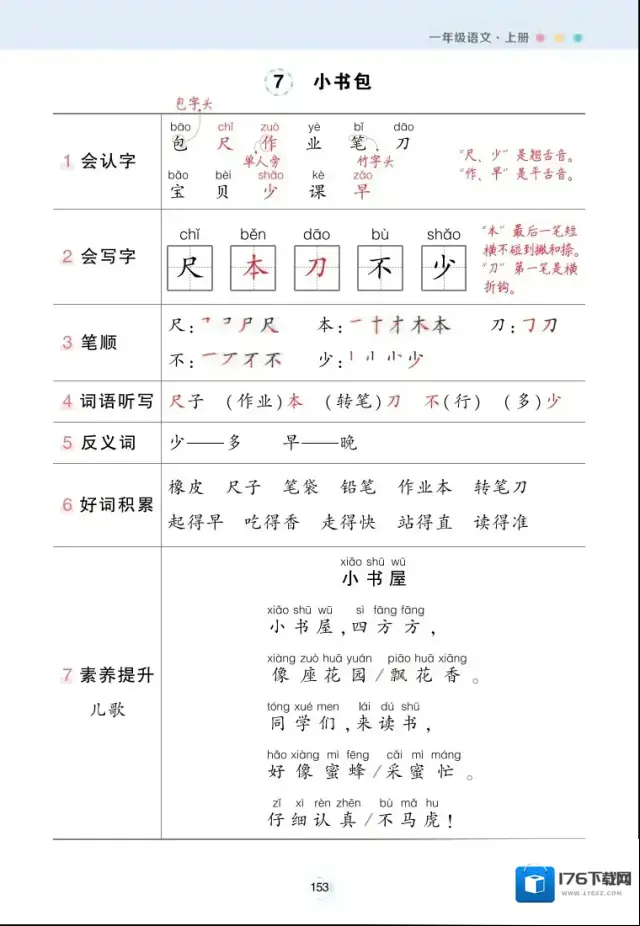 《每课背记清单》小学1-6年级上下册PDF格式