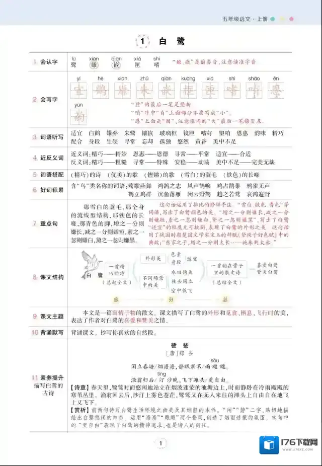 状元语文笔记（背记清单）小学5年级上册 pdf 百度云网盘