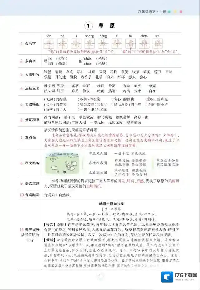 状元语文笔记（背记清单）小学6年级上册 pdf 百度云网盘